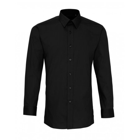 Men`s Long Sleeve Fitted Poplin Shirt in Black von Premier Workwear (Artnum: PW204
