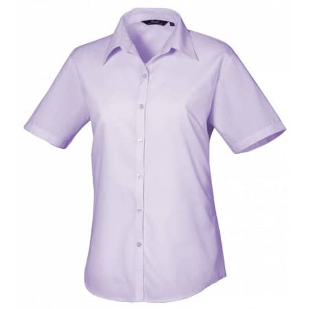 Pflegeleichte Poplin-Bluse mit abgerundetem Saum in Lilac von Premier Workwear (Artnum: PW302