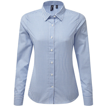 Pflegeleichte Bluse mit Button-Down-Kragen in Light Blue (ca. Pantone 2707C)|White von Premier Workwear (Artnum: PW352