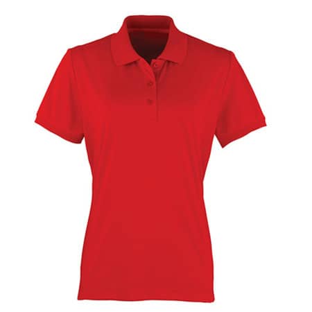 Women`s Coolchecker Piqué Polo in Red (ca. Pantone 200) von Premier Workwear (Artnum: PW616