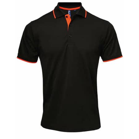 Funktionales Kontrast Herren-Poloshirt in Black|Orange (ca. Pantone 1655) von Premier Workwear (Artnum: PW618