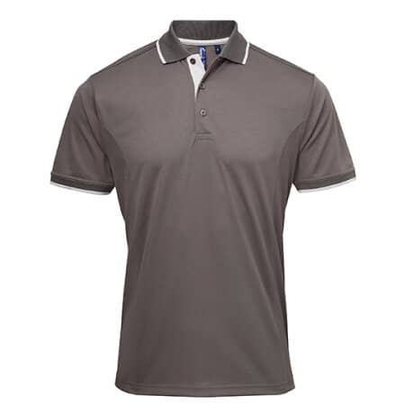 Funktionales Kontrast Herren-Poloshirt in Dark Grey (ca. Pantone 424)|Silver (ca. Pantone 428) von Premier Workwear (Artnum: PW618