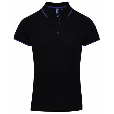 Ladies` Contrast Coolchecker Polo in Black|Purple von Premier Workwear (Artnum: PW619