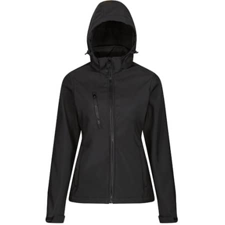 Womens Venturer 3-layer Printable Hooded Softshell Jacket in Black|Black von Regatta Professional (Artnum: RG702