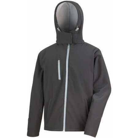Men´s TX Performance Hooded Soft Jacket in Black|Grey von Result (Artnum: RT230M