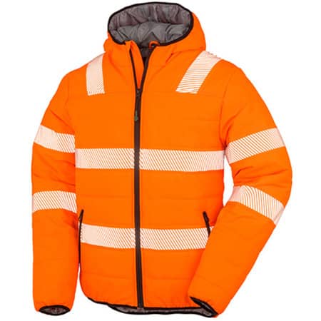 Recycled Ripstop Padded Safety Jacket in Fluorescent Orange (Neon) von Result (Artnum: RT500
