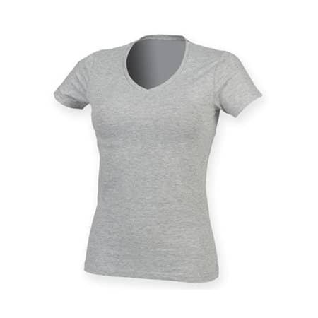 Super weiches Damen Streth-T-Shirt mit V-Neck von SF Women (Artnum: SF122