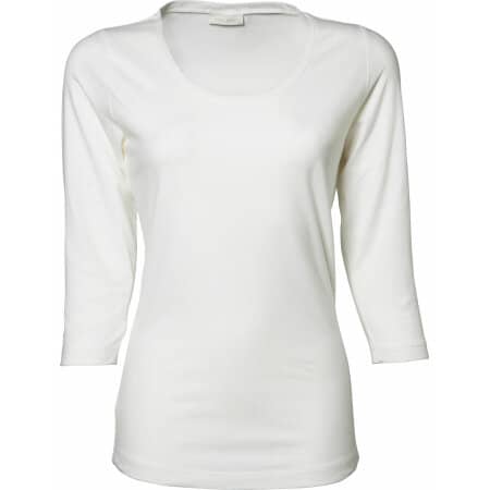 3/4-Arm Damen Shirt mit tiefem U-Boot-Ausschnitt in White von Tee Jays (Artnum: TJ460