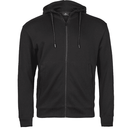 Ribbed Interlock Hooded Full Zip in Black von Tee Jays (Artnum: TJ5508