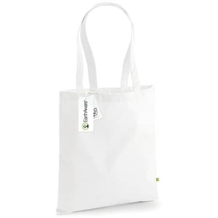 Nachhaltige EarthAware™ Organic Einkaufstasche aus Bio-Baumwolle mit langen Henkeln in White von Westford Mill (Artnum: WM801