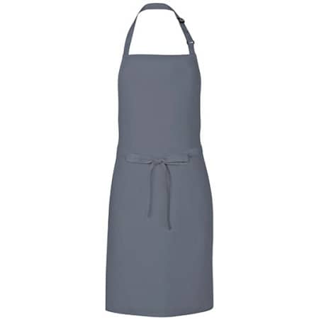 Pflegeleichte Twill-Latzschürze in Dark Grey (ca. Pantone 431) von Link Kitchen Wear (Artnum: X986