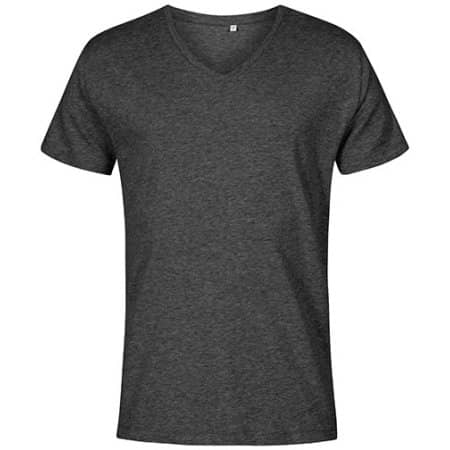 Herren Slim Fit T-Shirt mit V-Ausschnitt in Heather Black von X.O by Promodoro (Artnum: XO1425