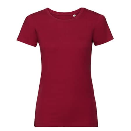 Körperbetontes Damen T-Shirt aus Bio-Baumwolle in Classic Red von Russell (Artnum: Z108F