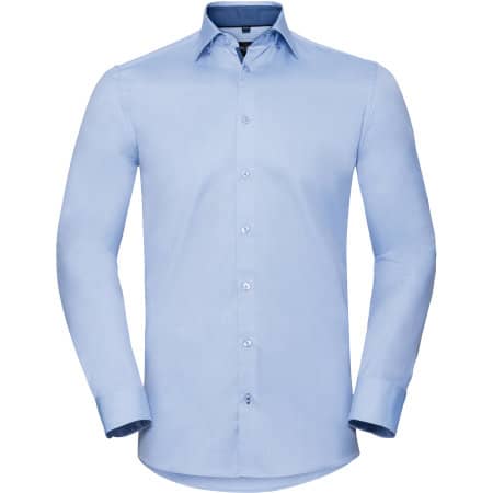 Men`s Long Sleeve Tailored Contrast Herringbone Shirt von Russell (Artnum: Z964